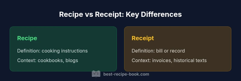 Comparison of recipe vs receipt in culinary context
