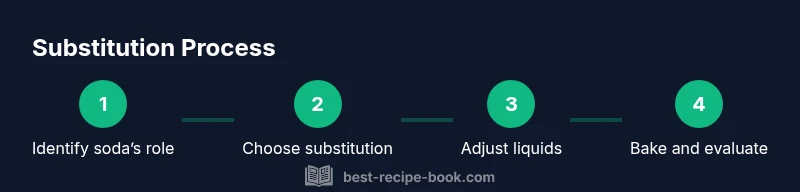 Process infographic showing steps to substitute baking soda in recipes