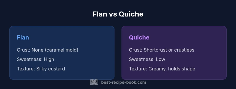 Comparison infographic of flan and quiche