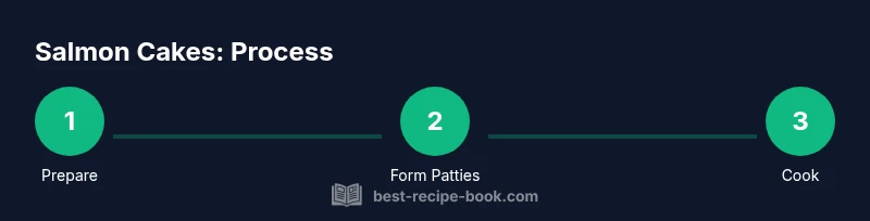 Process infographic showing steps to make salmon cakes
