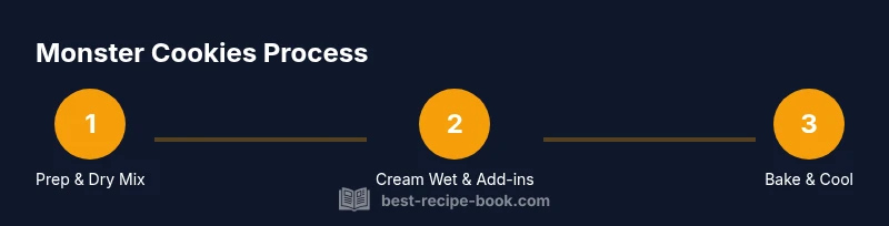 Process infographic showing steps to make monster cookies