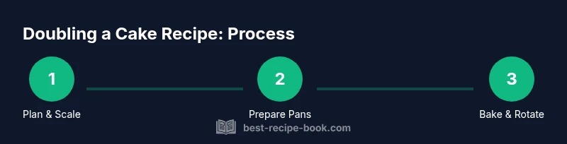 Infographic showing steps to double a cake recipe