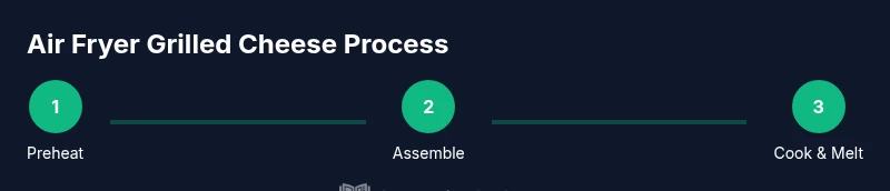 Infographic showing steps to make air fryer grilled cheese