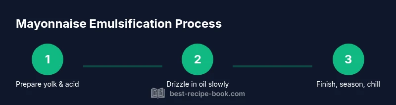 Process infographic showing three-step mayonnaise emulsification