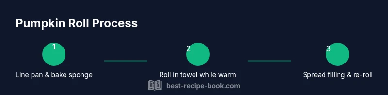 Infographic showing pumpkin roll step-by-step process