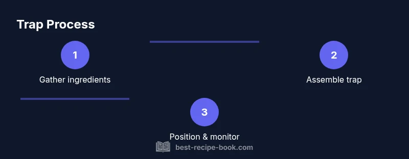 Process infographic showing a three-step DIY fruit fly trap setup