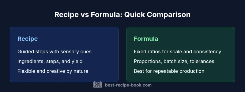 Infographic comparing recipe and formula in cooking