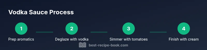 Process diagram showing steps to make vodka sauce