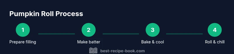 Process infographic showing pumpkin roll preparation steps