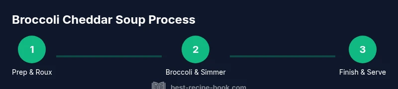 Process infographic of broccoli cheddar soup making steps