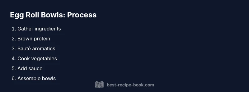 Process infographic showing steps to make egg roll bowls