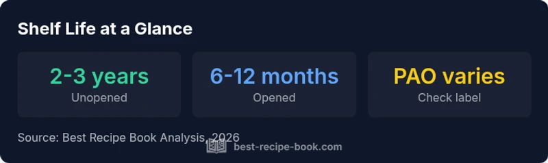 infographic showing shelf life for Glow Recipe serums: unopened 2-3 years, opened 6-12 months, check PAO on bottle