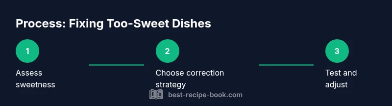 Process infographic showing steps to fix oversweet recipes